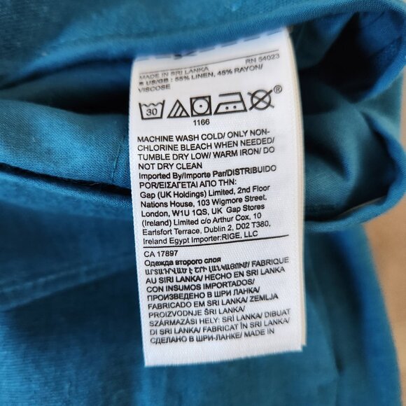 BANANA REPUBLIC TURQUOISE BLUE HIGH-RISE WIDE LINEN BLEND PANTS NEW SIZE 4 - Picture 3 of 11